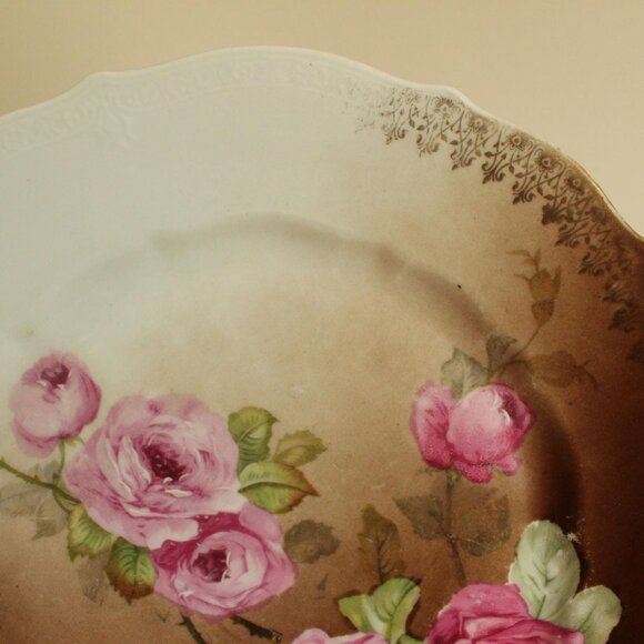 Vintage Antique 1800s 1900s Plate, CT Carl Tielsch Austria Pink and Brown Rose - Picture 10 of 10